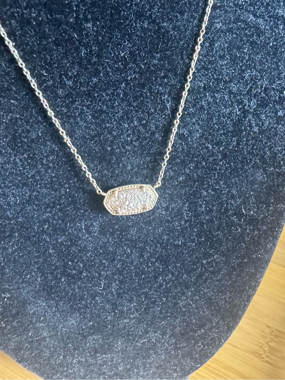 Elisa Gold Pendant Necklace in Iridescent Drusy, NWOT